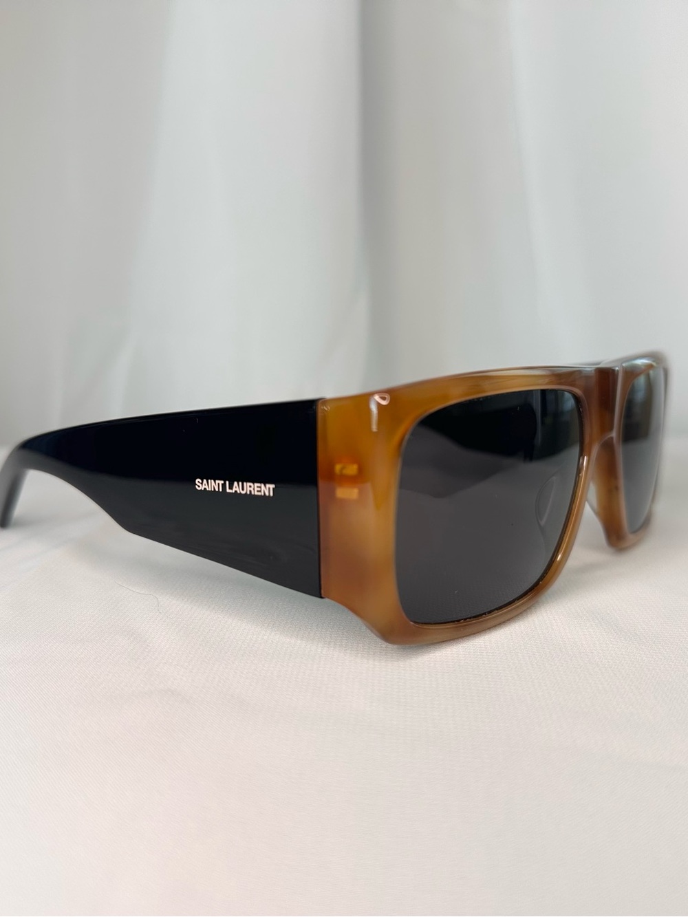 Saint Laurent Chunky Square Sunglasses - Tortoiseshell Front & Black Temples - Picture 2 of 8
